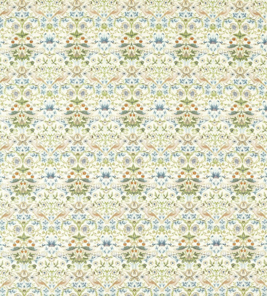 Strawberry Thief Embroidery Fabric by Clarke & Clarke Apple/Blue