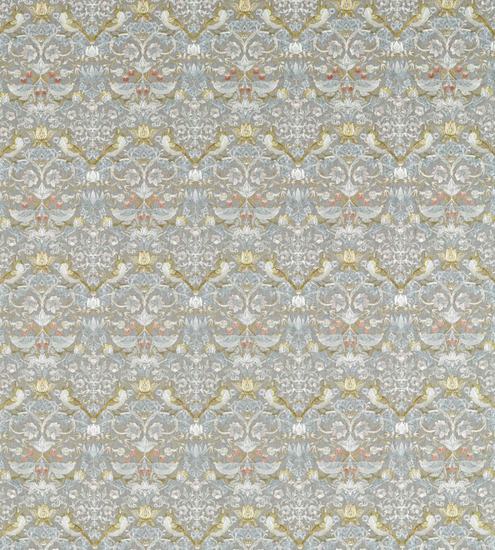 Strawberry Thief Embroidery Fabric by Clarke & Clarke Slate/Blush