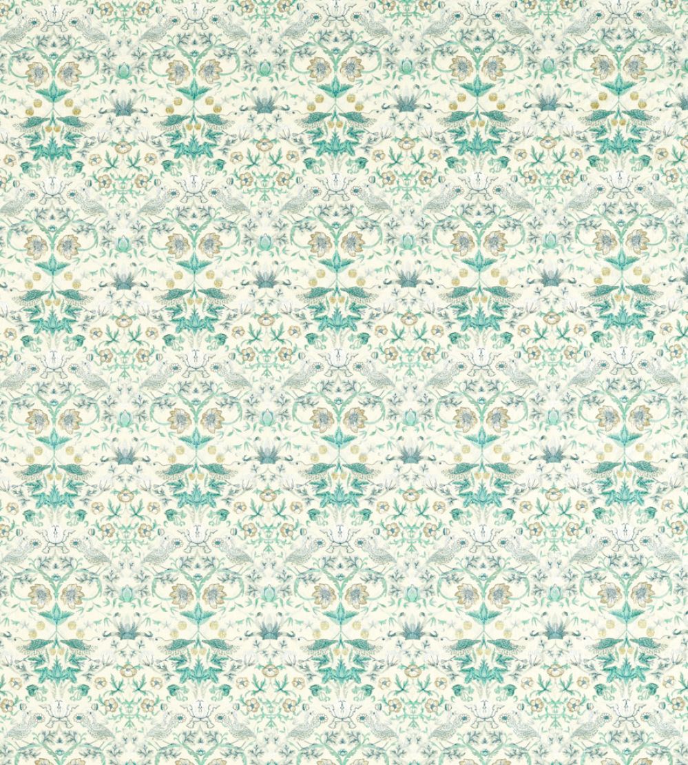 Strawberry Thief Embroidery Fabric by Clarke & Clarke Teal
