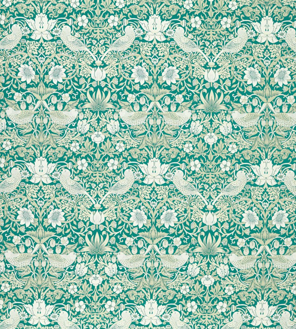Strawberry Thief Jacquard Fabric by Clarke & Clarke Teal