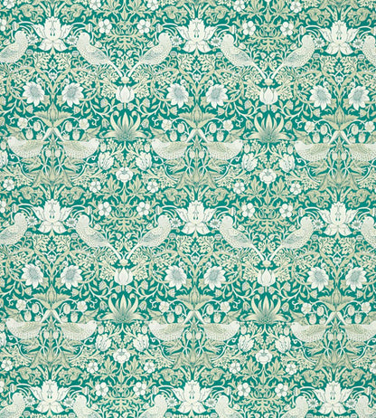 Strawberry Thief Jacquard Fabric by Clarke & Clarke Teal