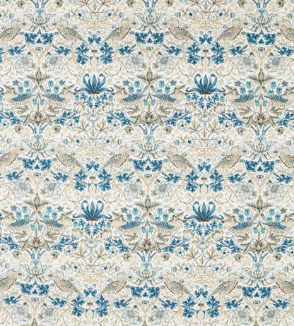 Strawberry Thief Wide Width Fabric by Morris & Co Mineral Blue/Linen