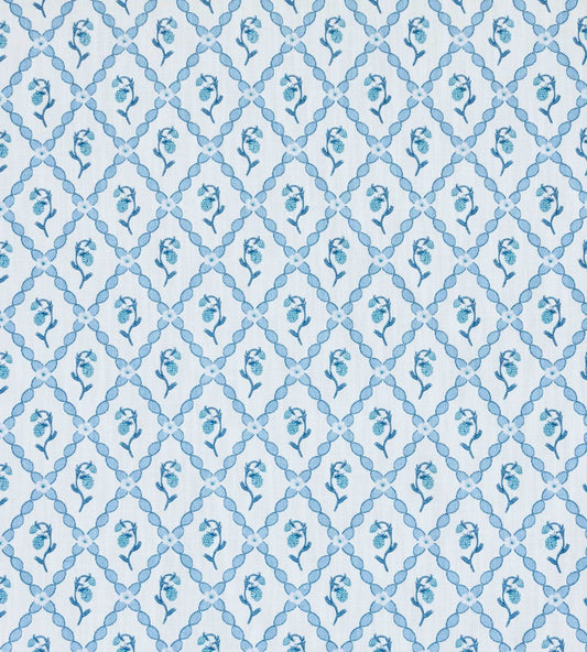 Strawberry Trellis Fabric by Barneby Gates China Blue