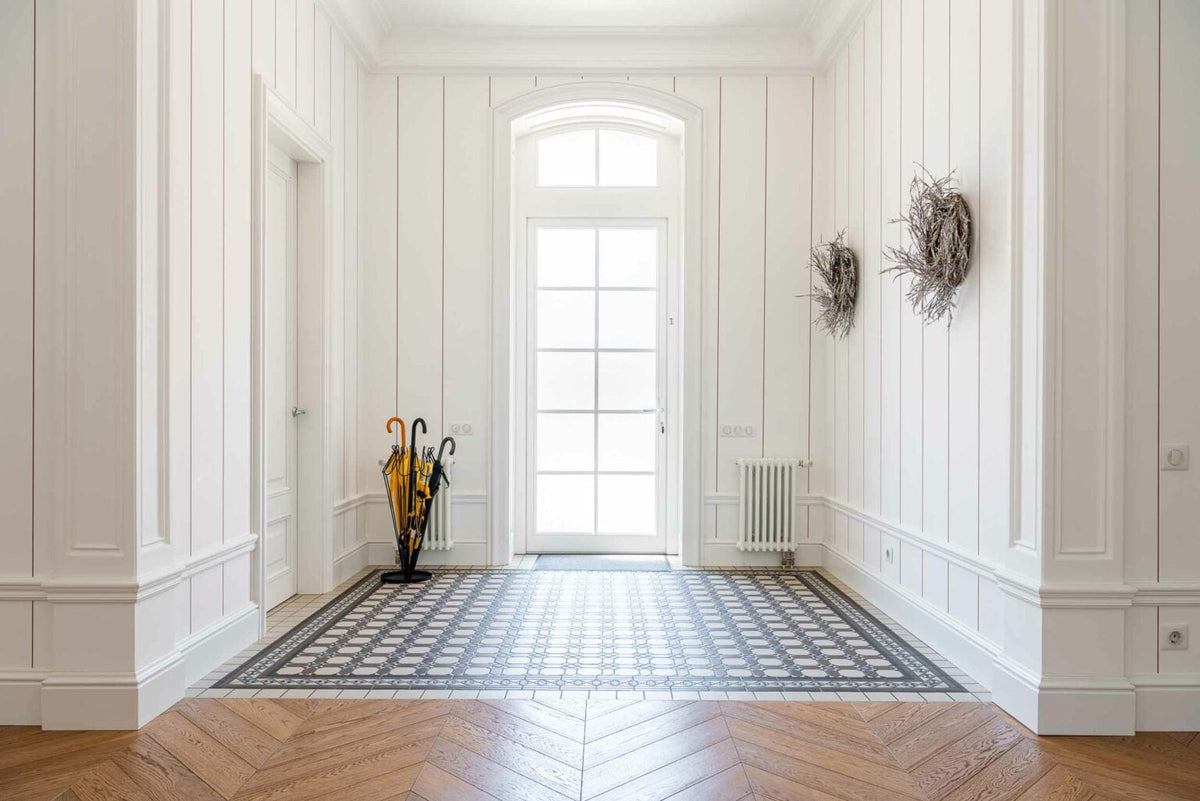 Stripe 0,3 wallpaper by Coordonné in Gamba, shown in a styled room