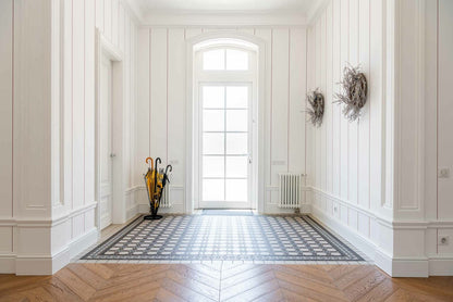 Stripe 0,3 wallpaper by Coordonné in Gamba, shown in a styled room