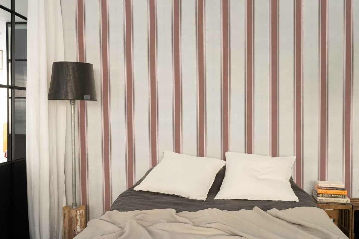 Stripe 5 wallpaper by Coordonné in Gamba, shown in a styled room