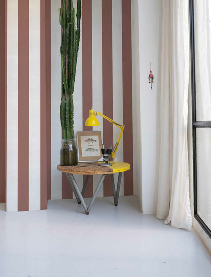 Stripe 8 wallpaper by Coordonné in Gamba, shown in a styled room