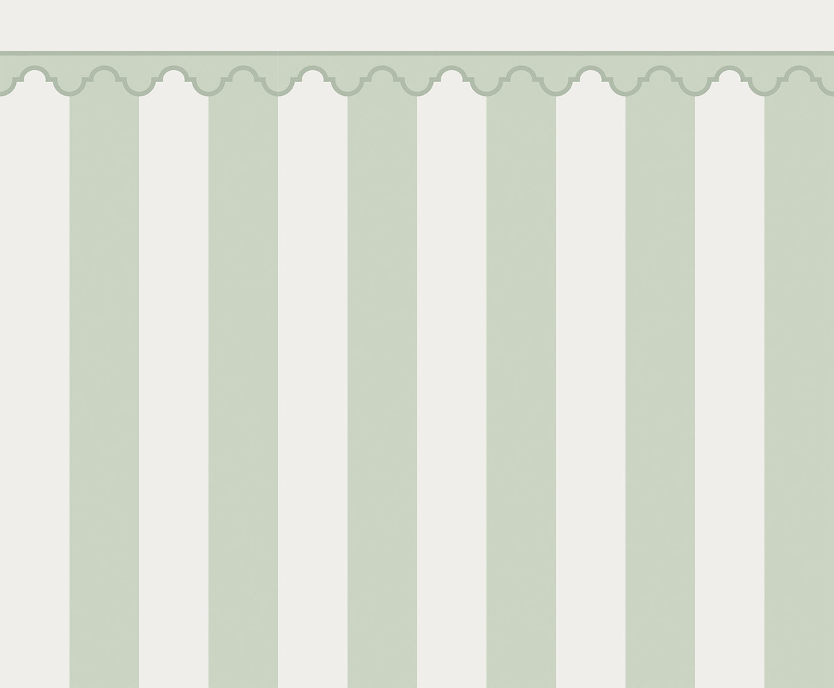 Stripe Chateau Green mural by Rebel Walls