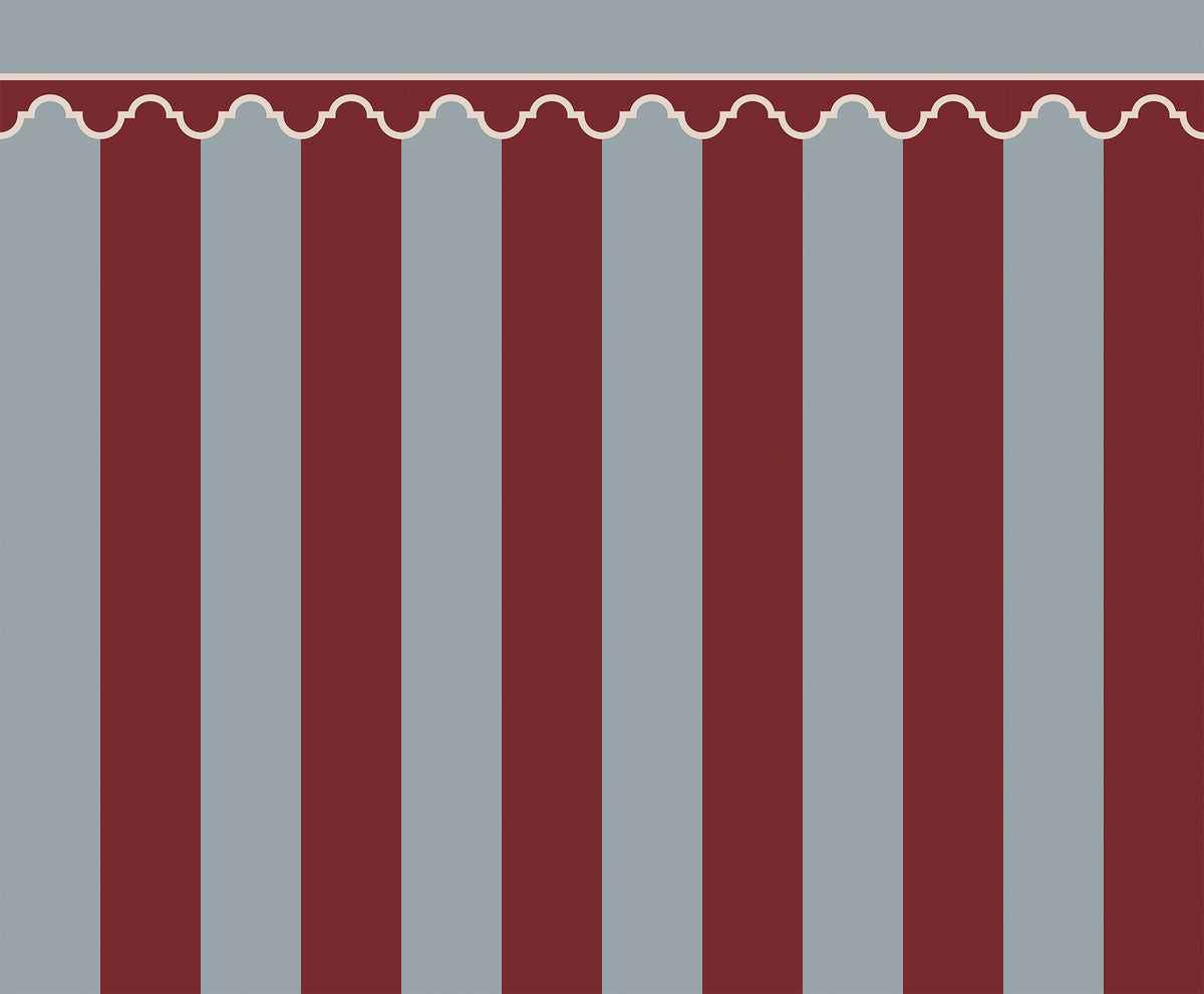 Stripe Chateau Red mural by Rebel Walls