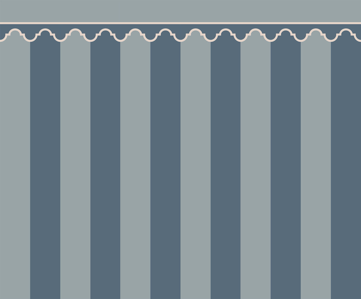 Stripe Chateau Blue mural by Rebel Walls