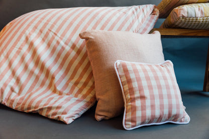 Stripes fabric by Coordonné in Pink, shown in a styled room