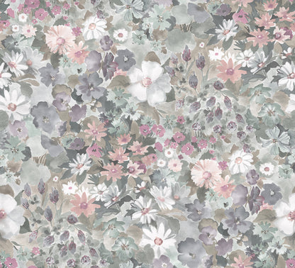 Summer Field Dusty Pink mural by Rebel Walls