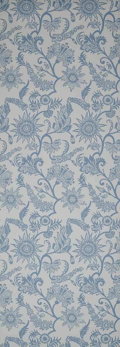 Sunflower Hand Block Wallpaper by Watts 1874 in Cloud Powder Blue