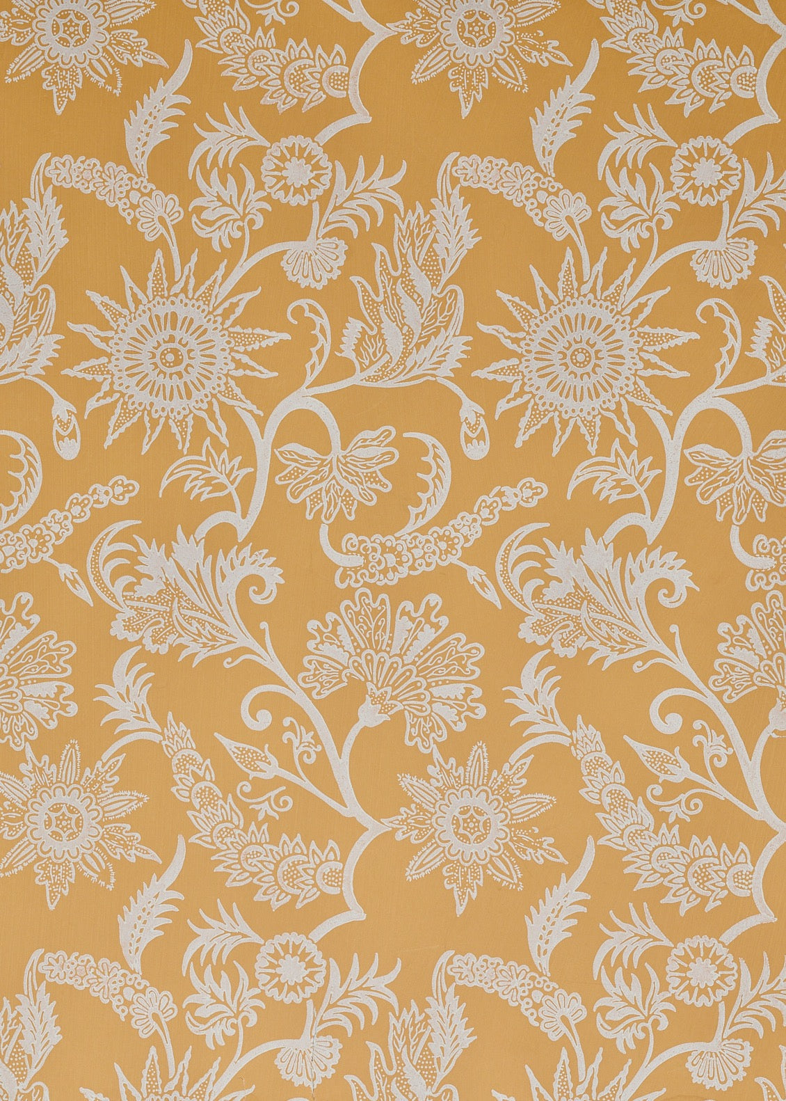 Sunflower Hand Block Wallpaper by Watts 1874 in Anniversary Orange