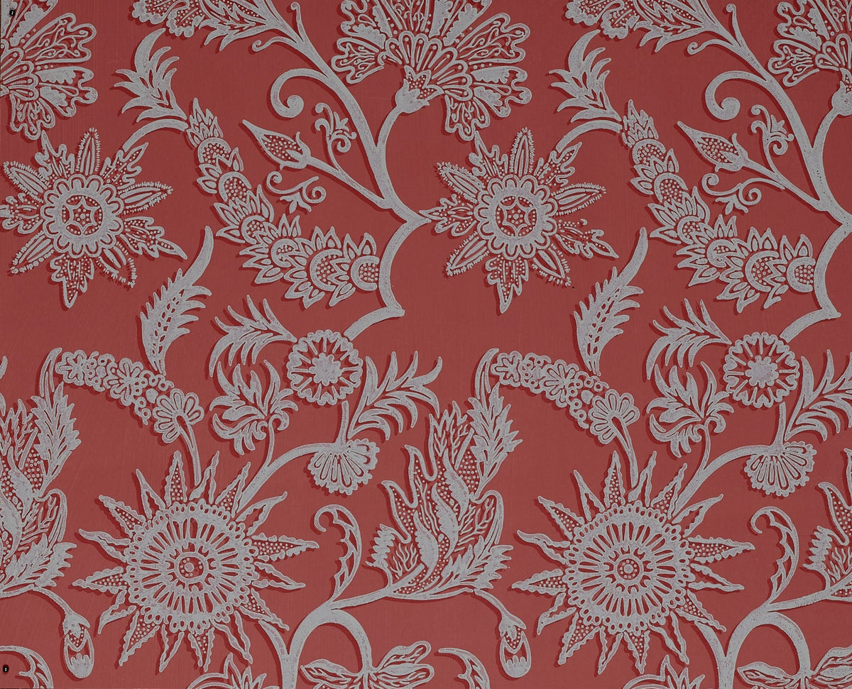 Sunflower Hand Block Wallpaper by Watts 1874 in Tomato