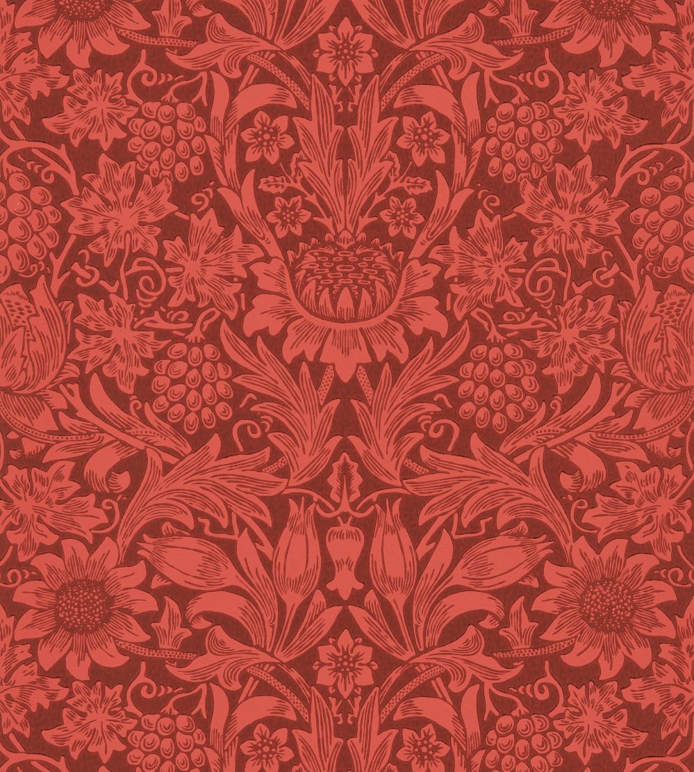 Sunflower Wallpaper by Morris & Co Chocolate/Red