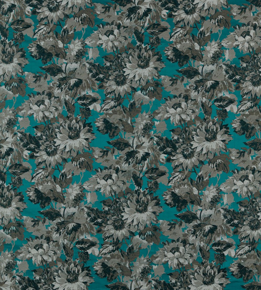 Sunforest Jacquard Fabric by Clarke & Clarke Peacock