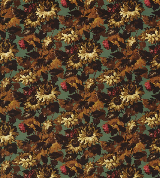 Sunforest Velvet Fabric by Clarke & Clarke Sage/Russet