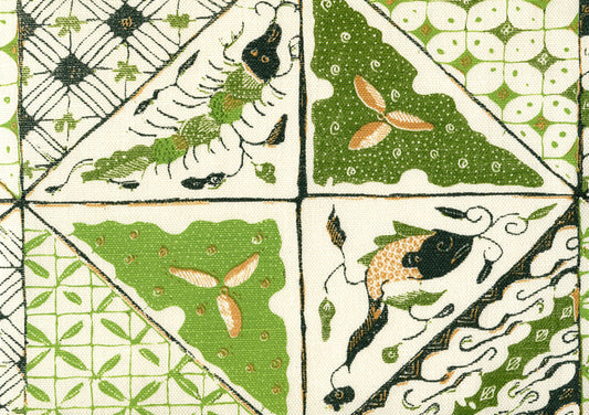 Sunnyjim Batik Multi Green Tan on Tint fabric by China Seas