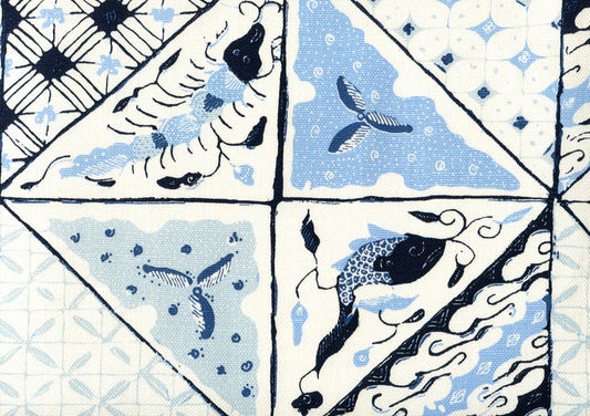 Sunnyjim Batik Multi Blues Classic on Tint fabric by China Seas