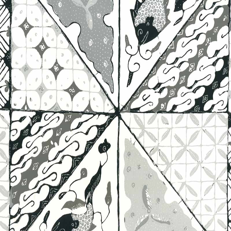 Sunnyjim Batik Multi Charcoal Gray wallpaper by China Seas