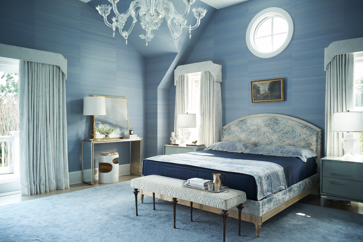 Sunset Silk Wallpaper by Phillip Jeffries in Canals Of Amsterdam, shown installed in a room setting