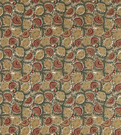 Suzani Archive Embroidery Fabric by Zoffany Russet/Sage Green