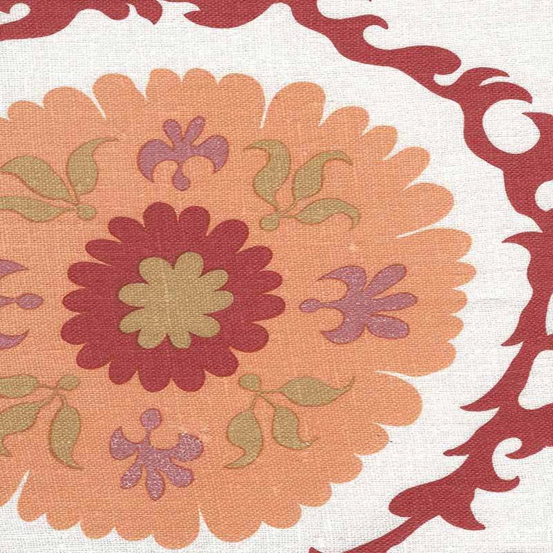Suzani Salmon fabric by Quadrille