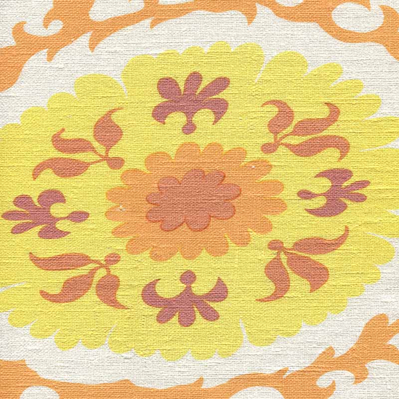 Suzani Multi Orange fabric by Quadrille