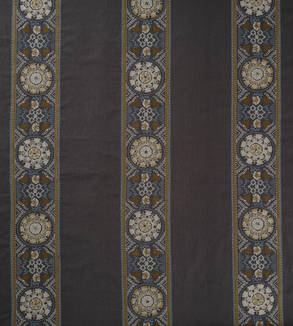Suzani Stripe Fabric by James Hare Ink/Gold