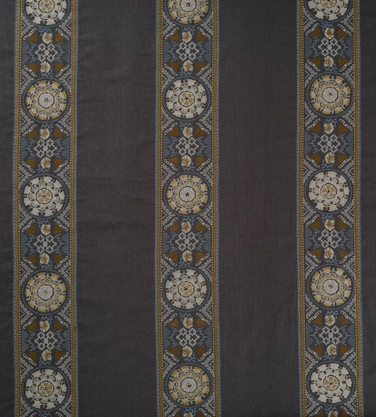 Suzani Stripe Fabric by James Hare Ink/Gold