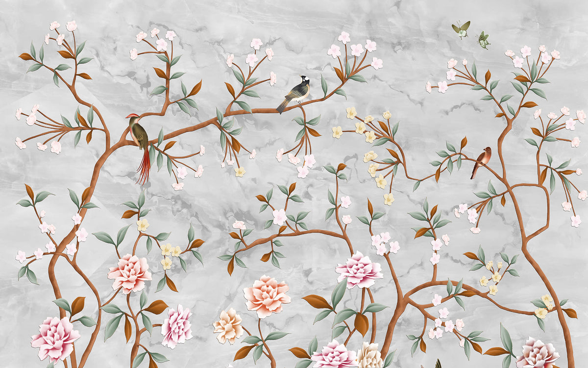 Sweet Blossoms Neutral mural by Rebel Walls