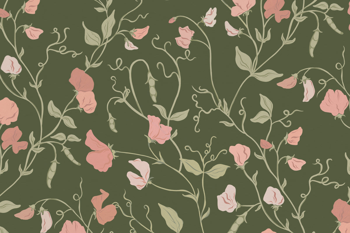 Sweet Pea Dark Pink mural by Hovia