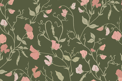 Sweet Pea Dark Pink mural by Hovia