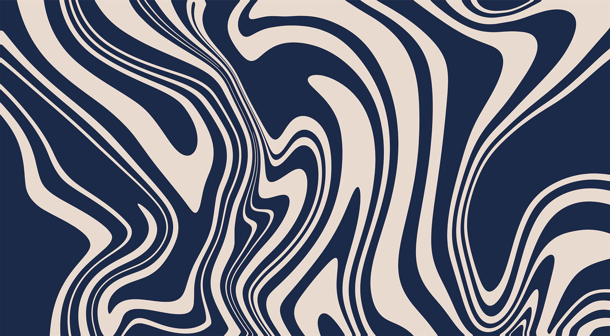 Swirly Blue mural by Rebel Walls