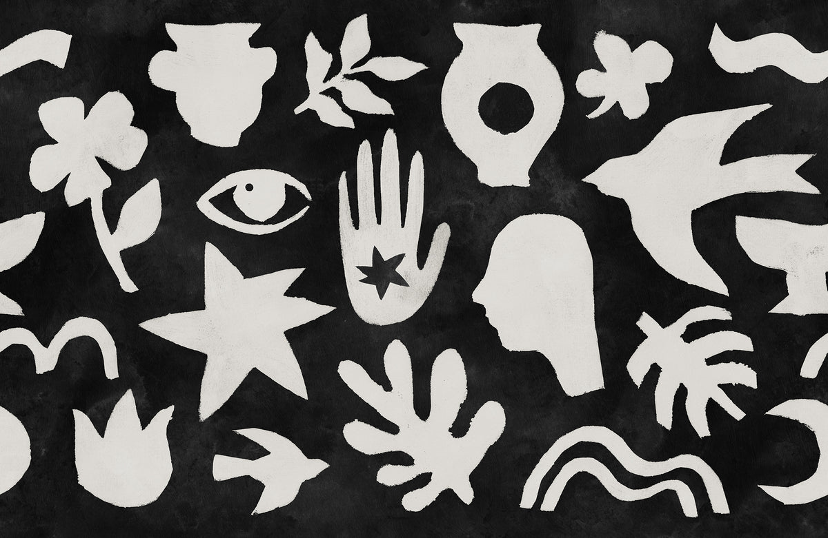 Symbolic Black & White mural by Rebel Walls