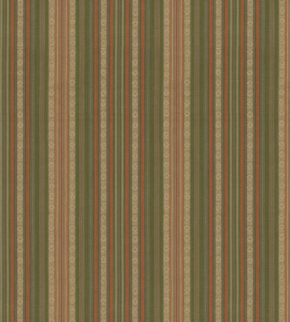 Symington Stripe Fabric by GP & J Baker Green/Coral