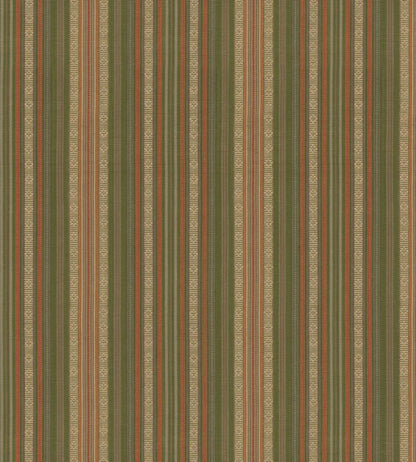 Symington Stripe Fabric by GP & J Baker Green/Coral