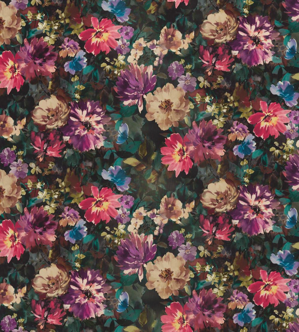 Tahiti Fabric by Clarke & Clarke Amethyst/Emerald