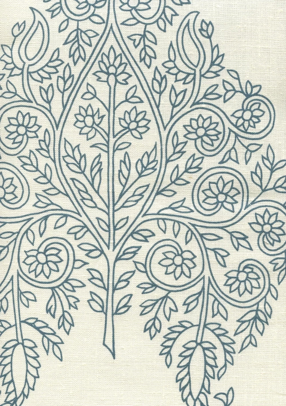 Taj Navy on Cream Linen fabric by Home Couture