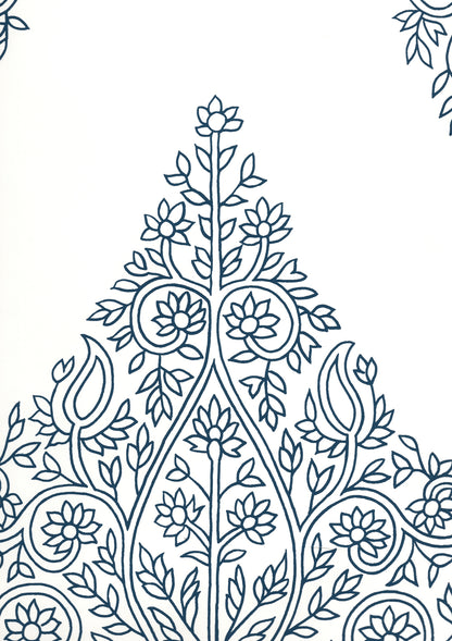 Taj Navy on White wallpaper by Home Couture