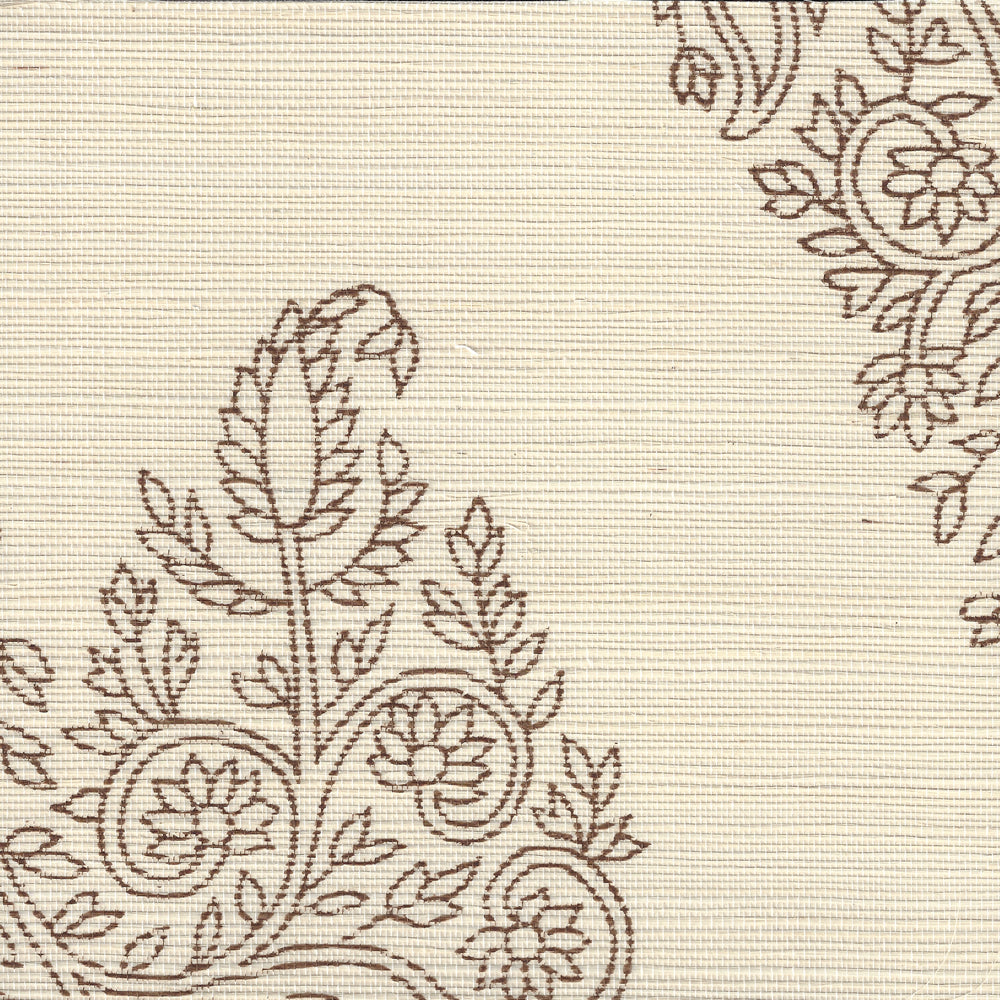 Taj Tobacco on Beige Grasscloth wallpaper by Home Couture