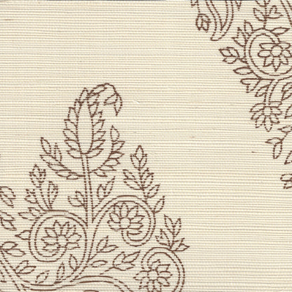 Taj Tobacco on Beige Grasscloth wallpaper by Home Couture