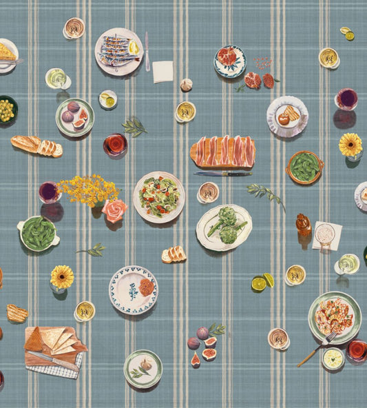 Tapeo Stripes Mural by Tres Tintas Blue