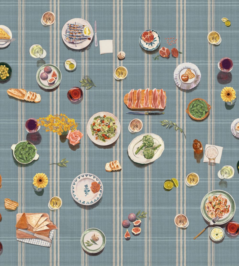 Tapeo Stripes Mural by Tres Tintas Blue
