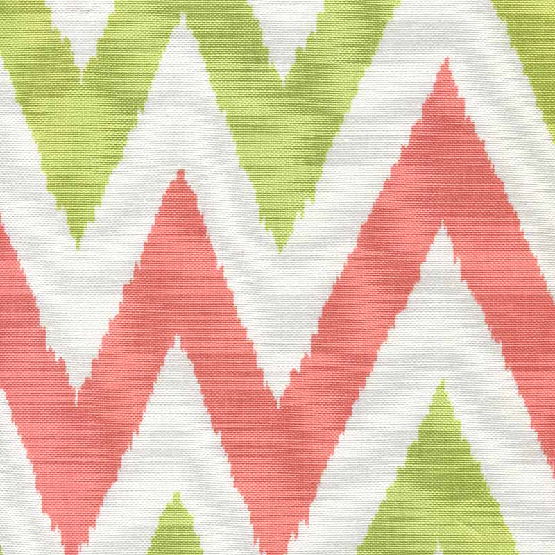 Tashkent II Small Scale Coral Green Green fabric by Quadrille