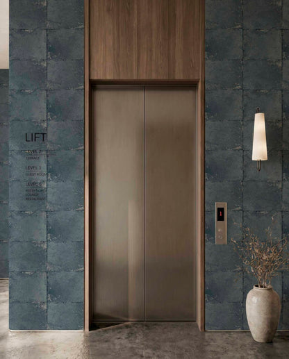 Tectoria contract wallcovering by Coordonné in Blue/Navy 64986502, shown in a styled room