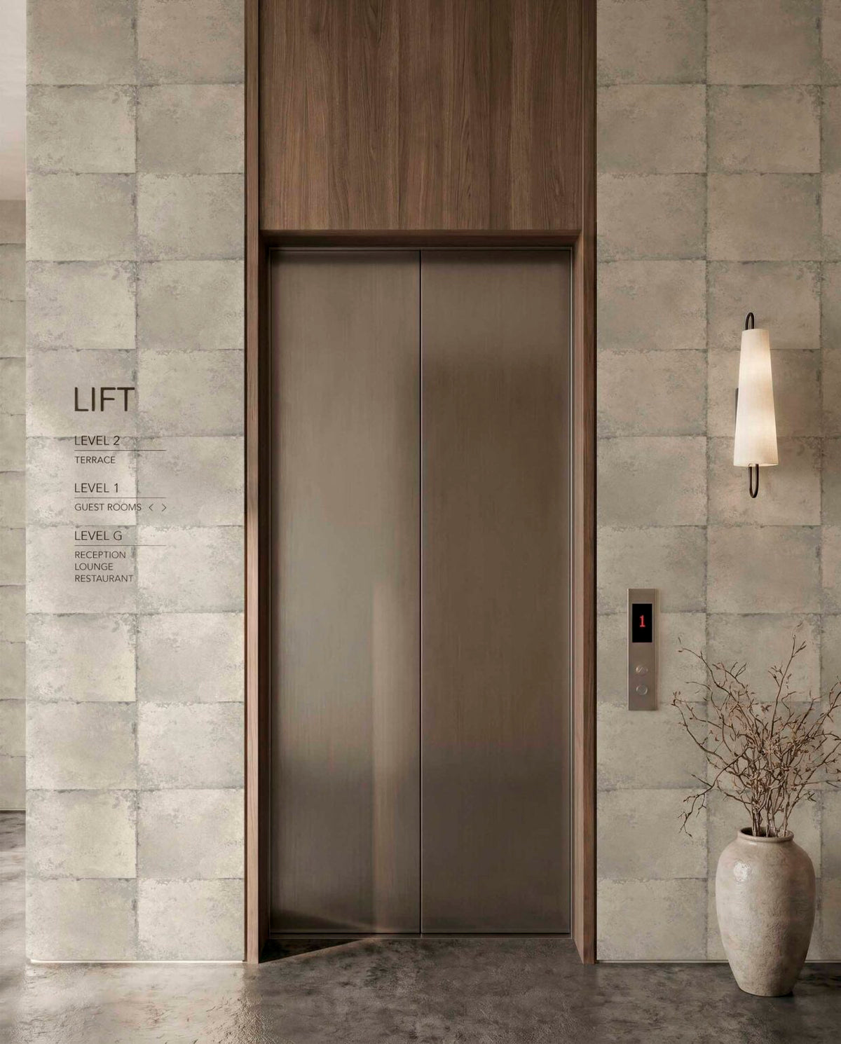 Tectoria contract wallcovering by Coordonné in White/Grey 64986500, shown in a styled room