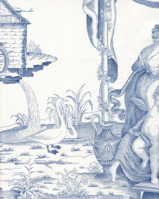 Temple d'Amour Toile Lavender fabric by Charles Burger