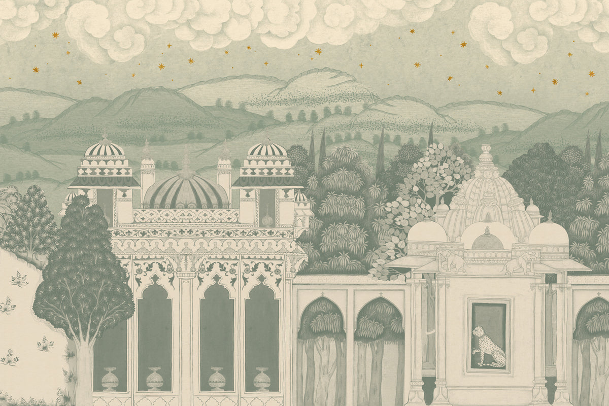 Temple Valley Teal mural by Hovia